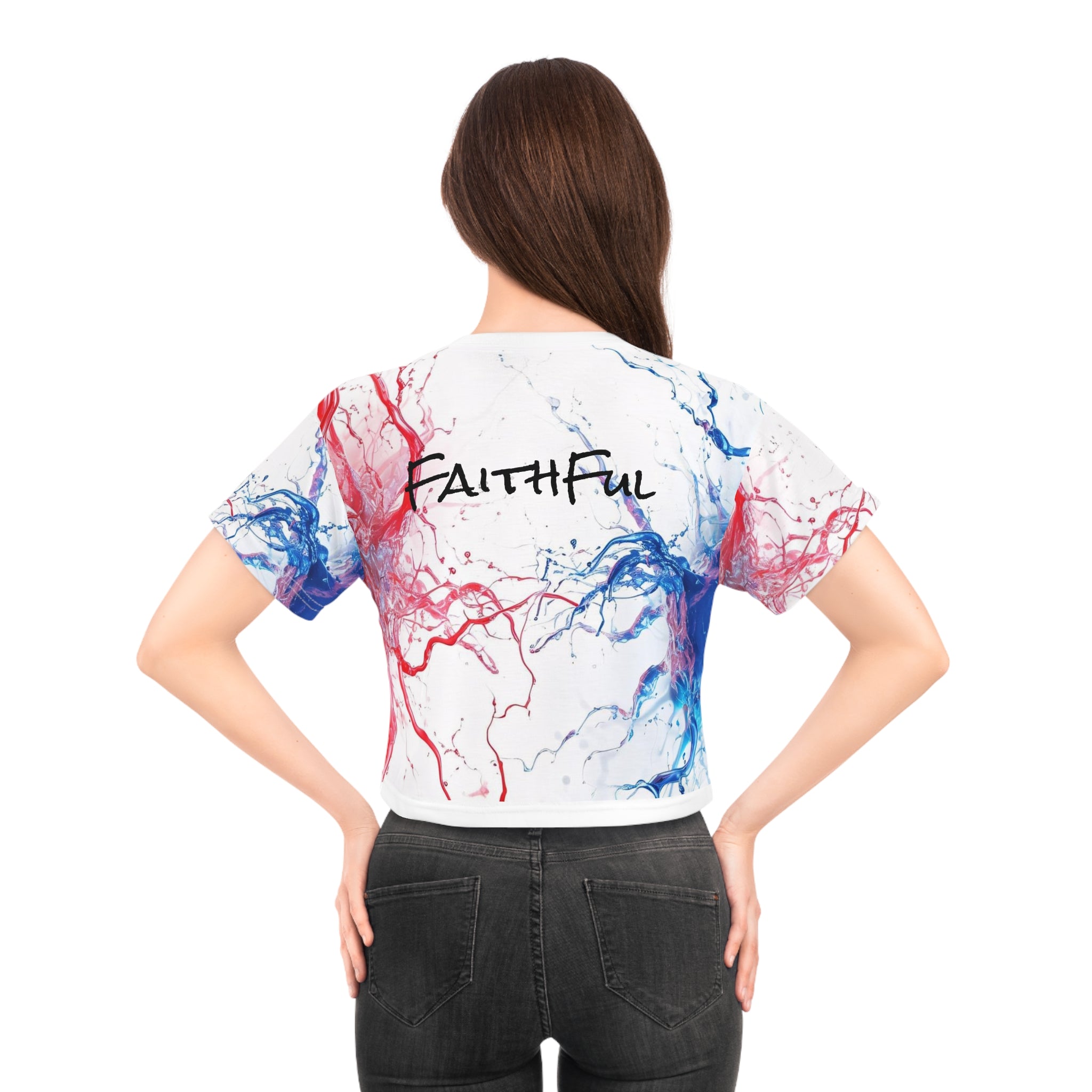 Faithful Red/White/Blue Crop Tee - Stay In Spirit Shop