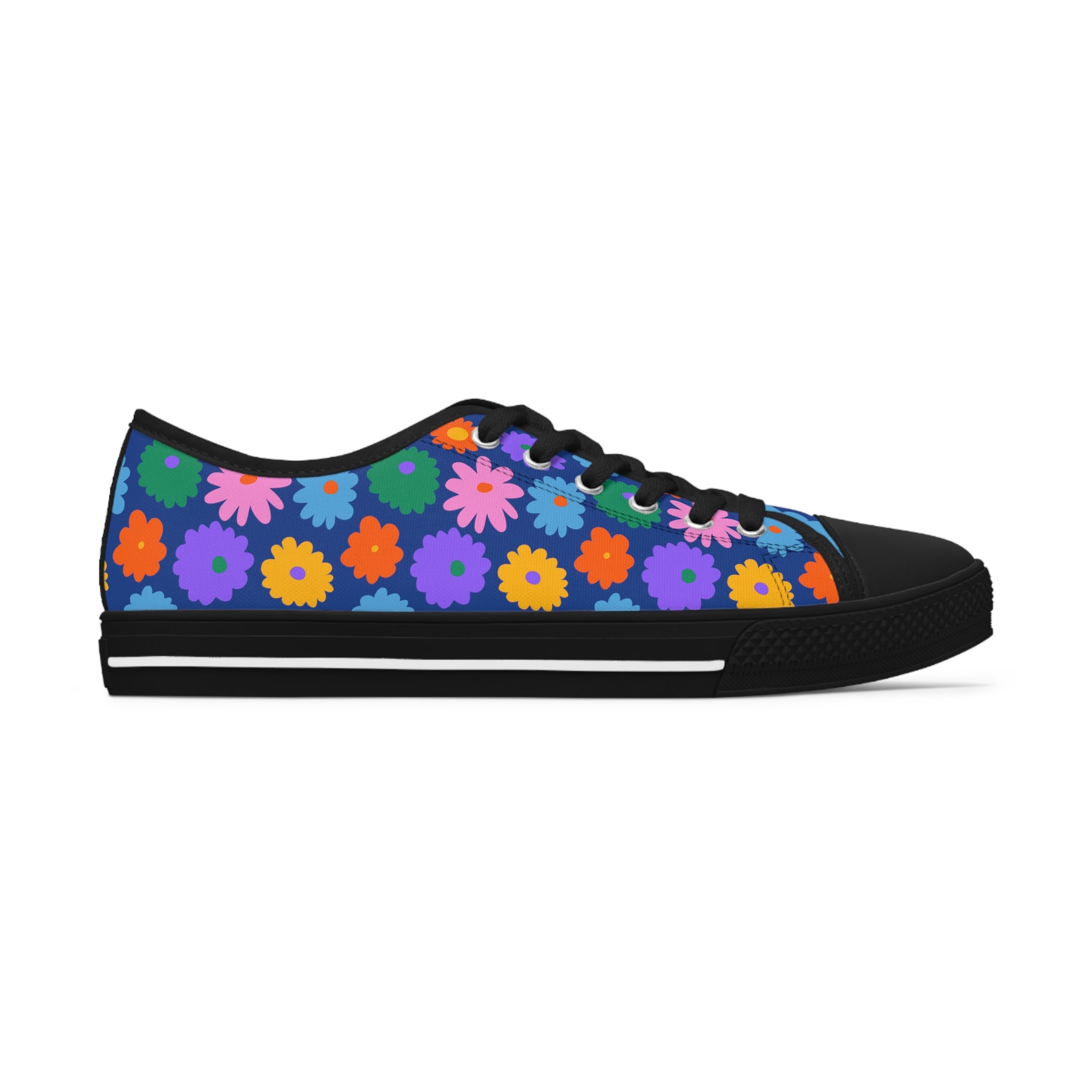 Stay In Spirit Dark Blue Flower Women's Low Top Shoes - Stay In Spirit Shop