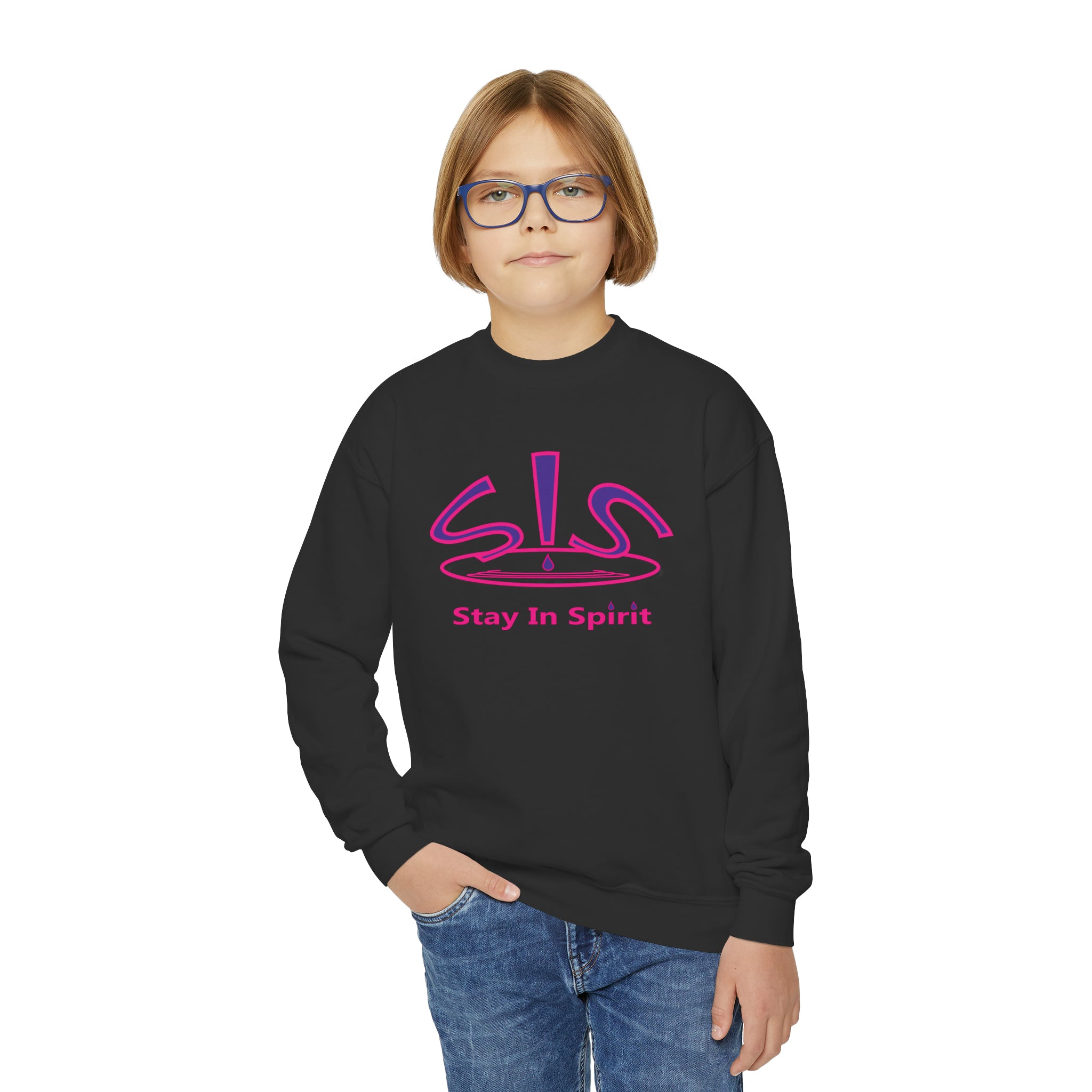 Stay In Spirit Logo (Purple/Pink) Youth Crewneck Sweatshirt - Stay In Spirit Shop