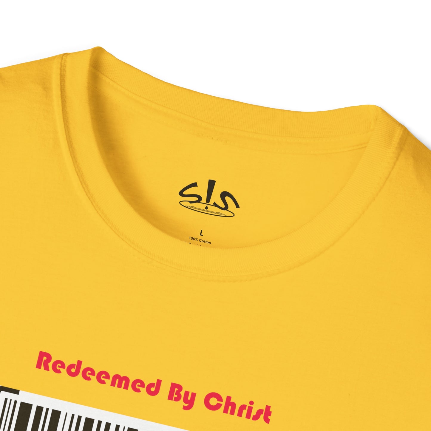 Redeemed By Christ (Red/Black) Unisex Softstyle T-Shirt - Stay In Spirit Shop