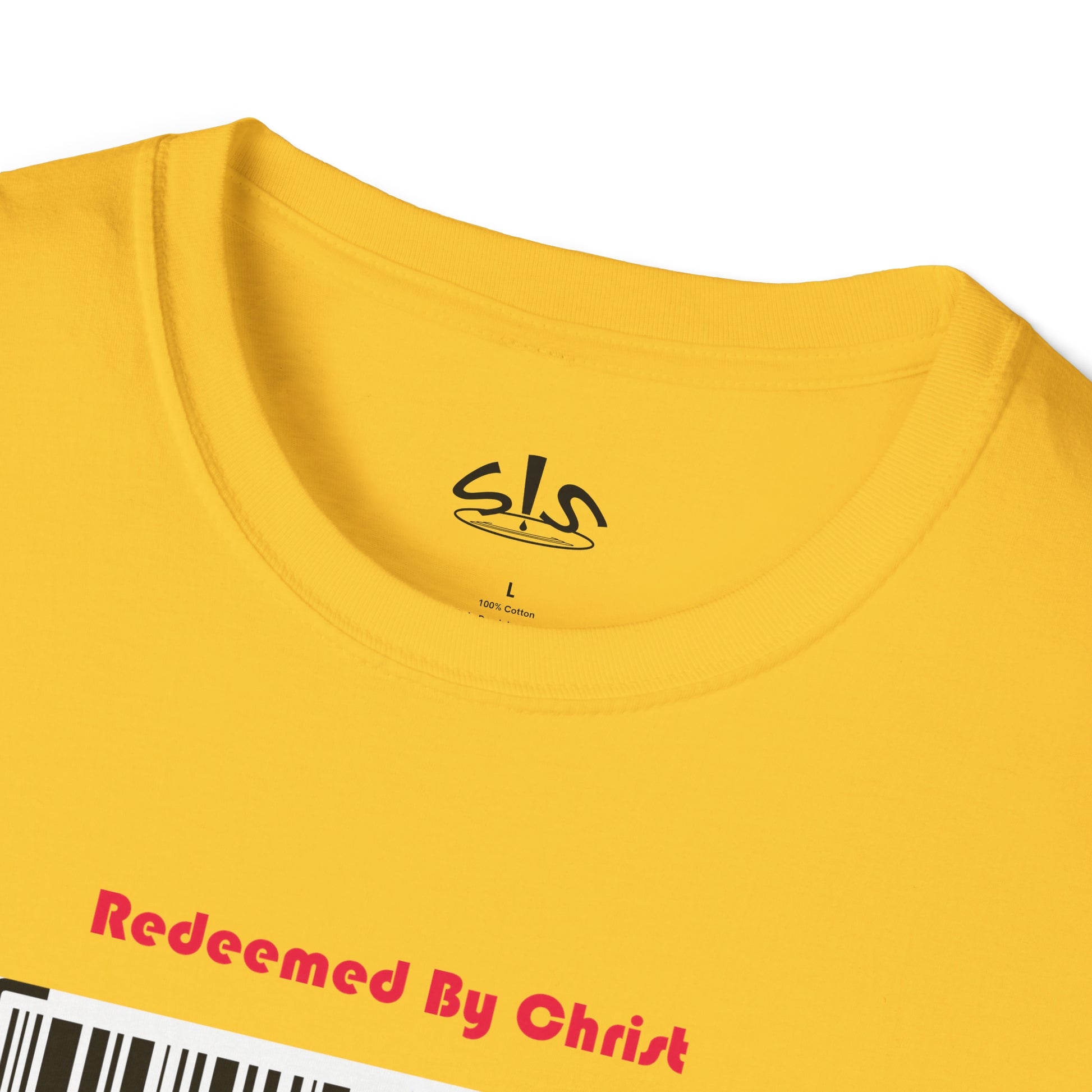 Redeemed By Christ (Red/Black) Unisex Softstyle T-Shirt - Stay In Spirit Shop