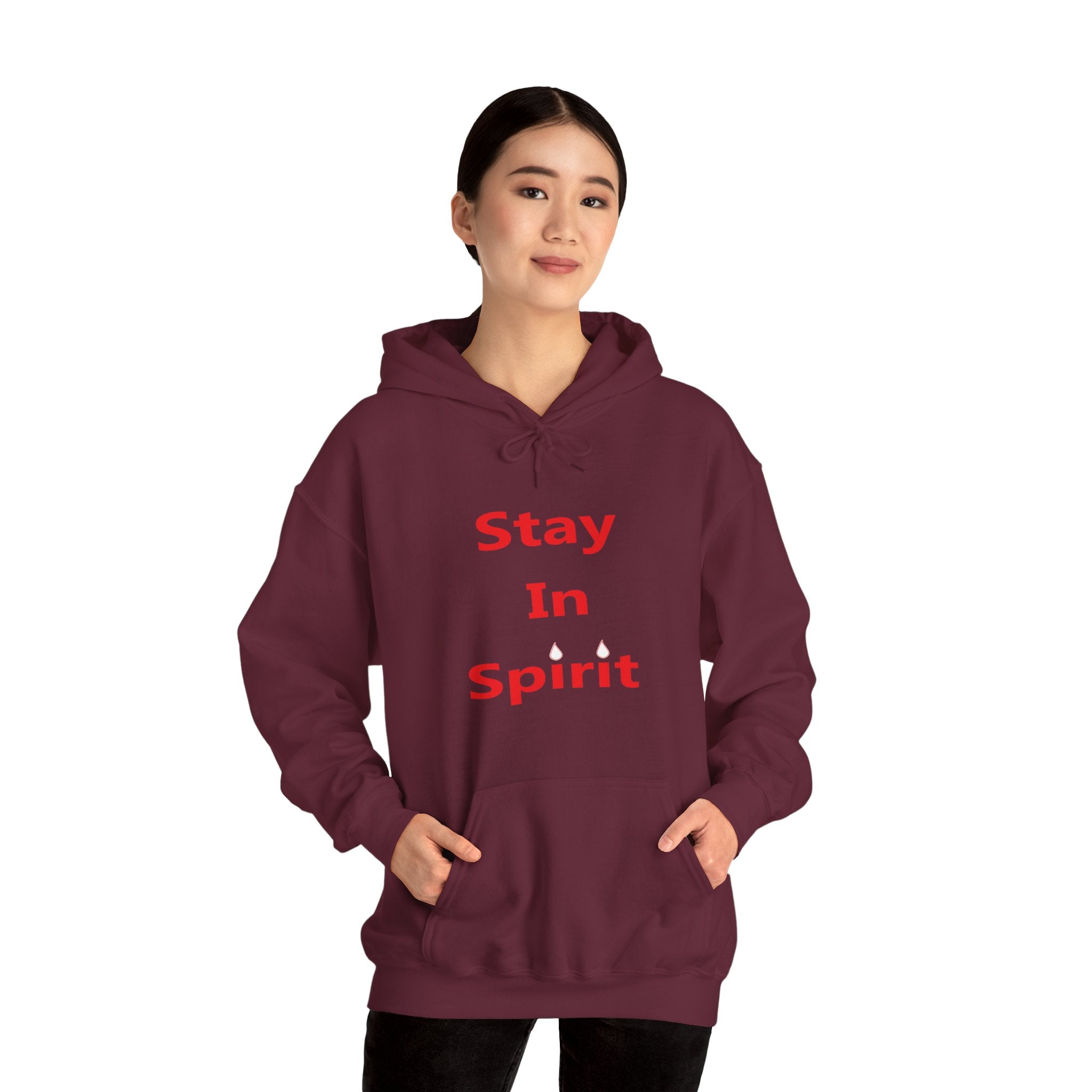 Stay In Spirit Red Lettered Unisex Heavy Blend™ Hooded Sweatshirt