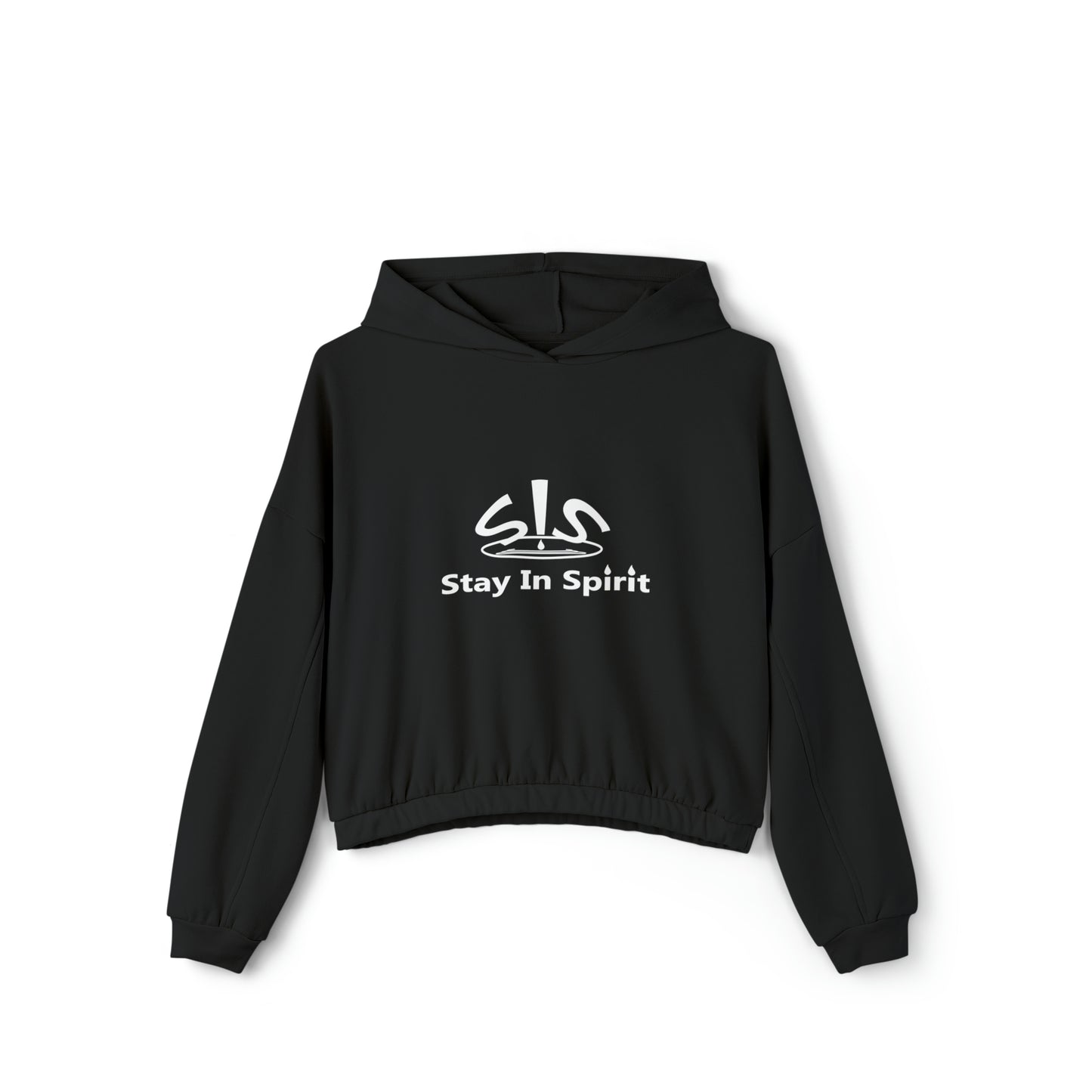 Women's Stay In Spirit White Logo Cinched Bottom Hoodie - Stay In Spirit Shop