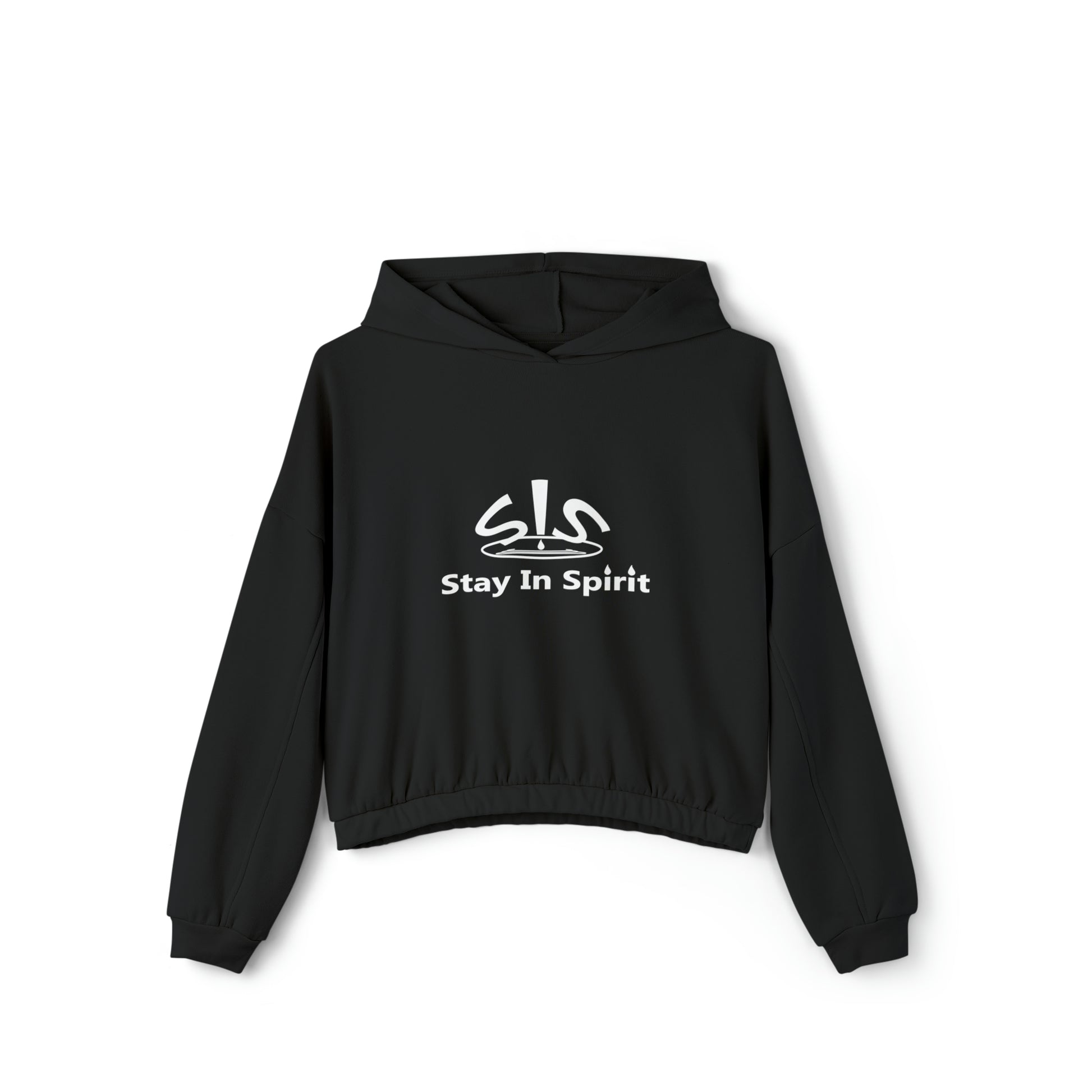 Women's Stay In Spirit White Logo Cinched Bottom Hoodie - Stay In Spirit Shop