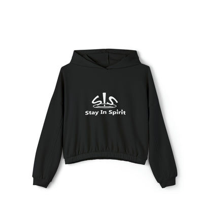 Women's Stay In Spirit White Logo Cinched Bottom Hoodie - Stay In Spirit Shop