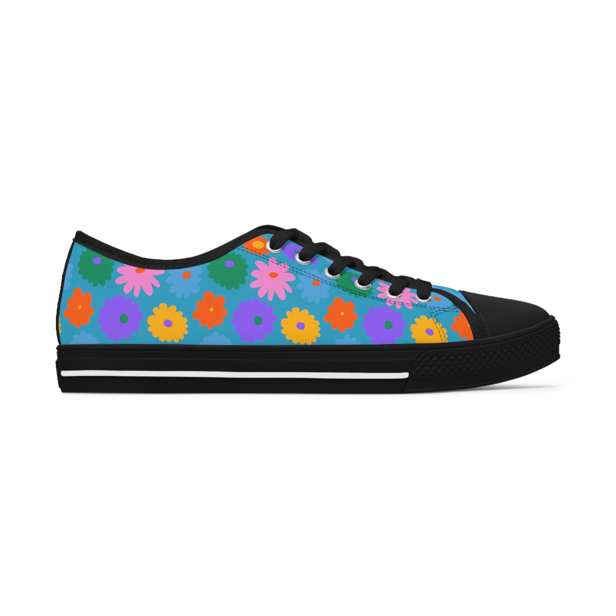 Stay In Spirit Turquoise Flower Women's Low Top Shoes - Stay In Spirit Shop