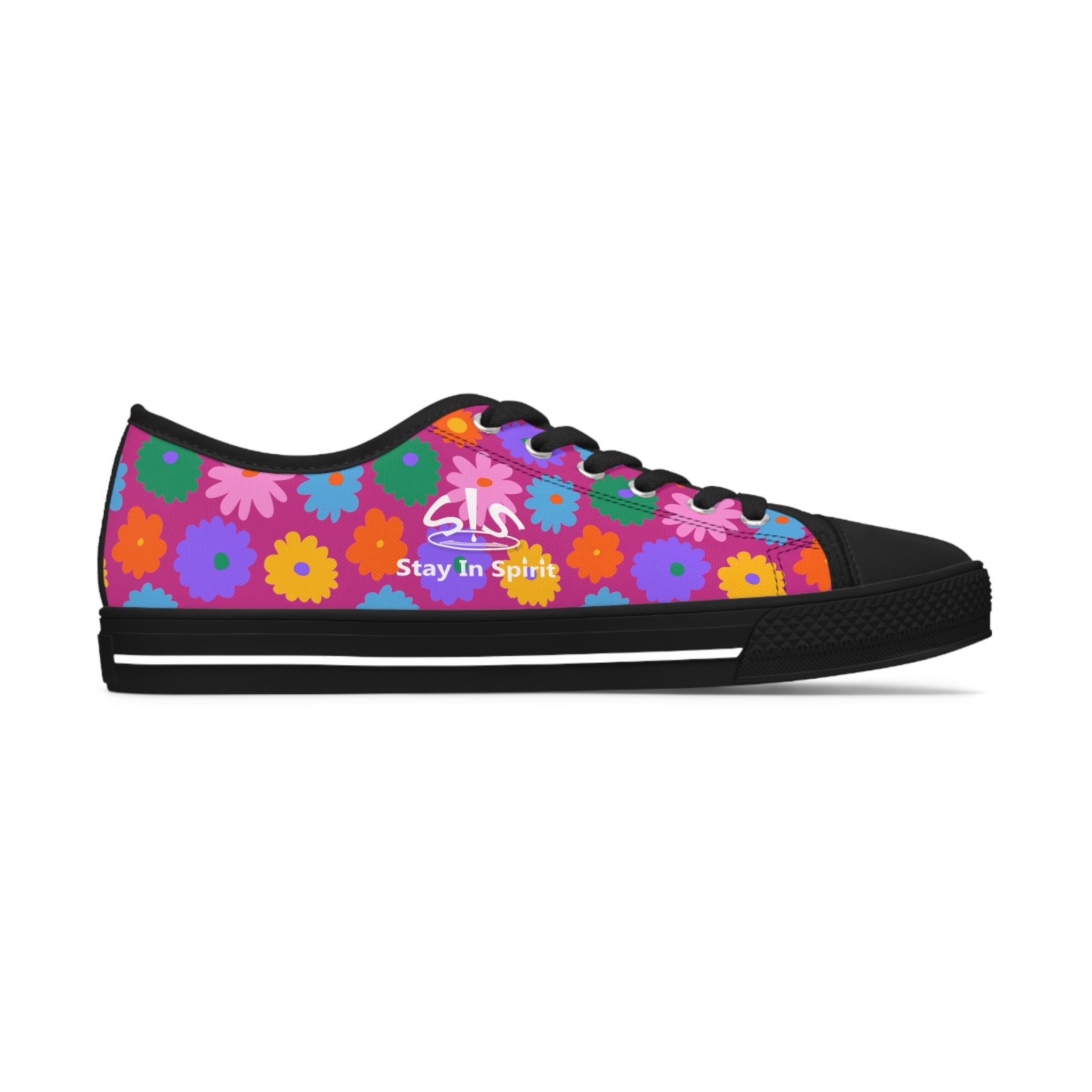 Stay In Spirit Hot Pink Flower Women's Low Top Shoes - Stay In Spirit Shop