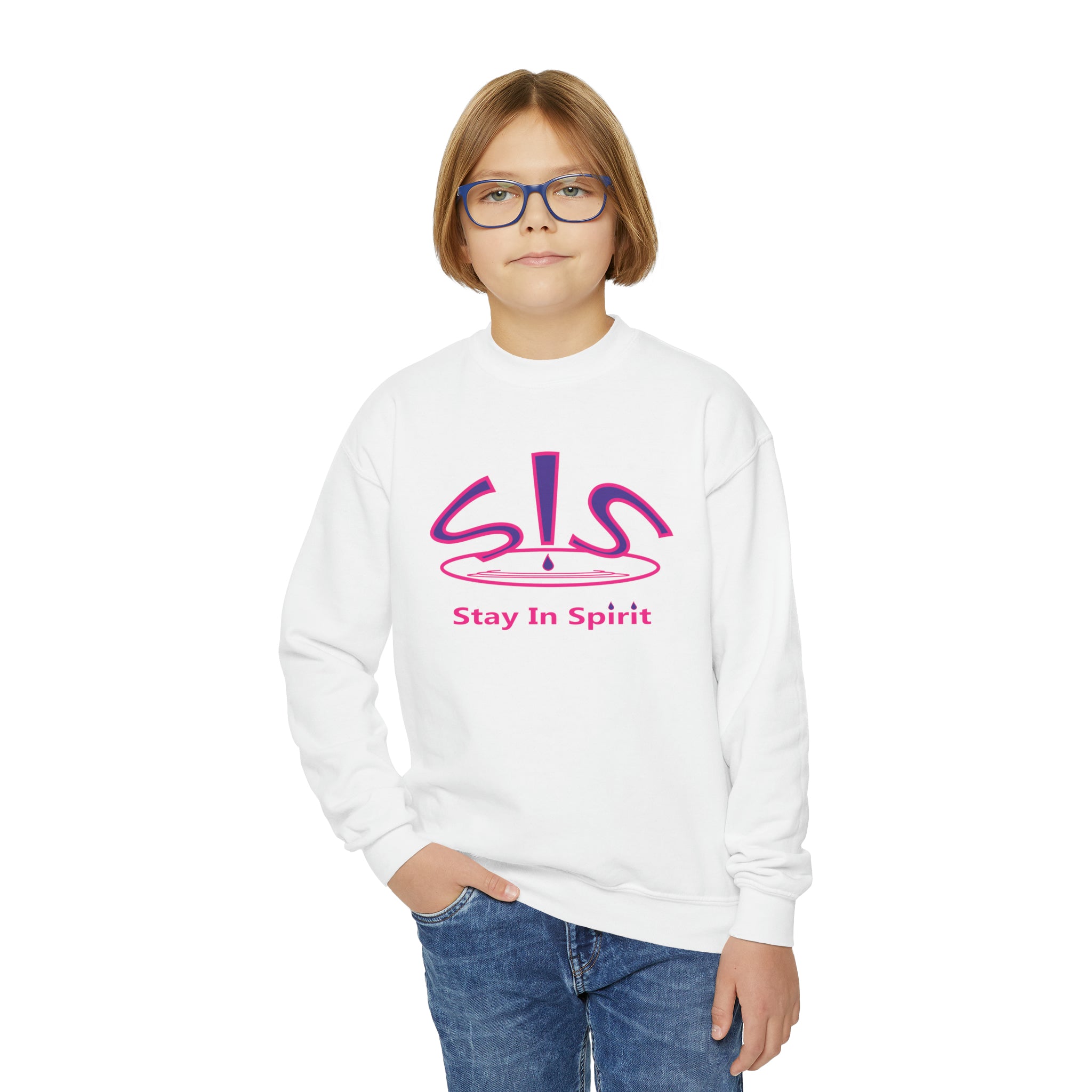 Stay In Spirit Logo (Purple/Pink) Youth Crewneck Sweatshirt - Stay In Spirit Shop